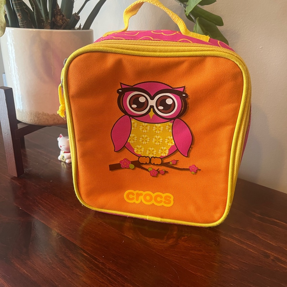 CROCS Orange and Pink Owl Lunch Bag Box